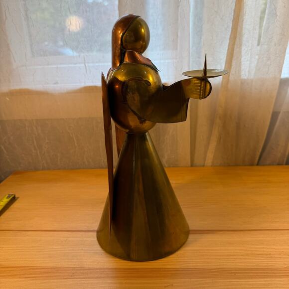 Vintage Brass & Copper Angel Figurine Candle Holder 11” Christmas Decor - Picture 4 of 6